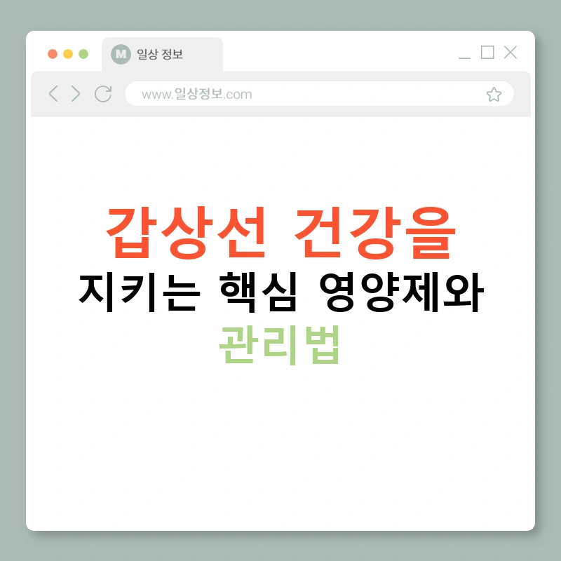 갑상선 건강을 지키는 핵심 영양제와 관리법