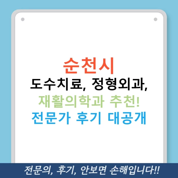 순천시 도수치료, 정형외과, 재활의학과 추천! 전문가 후기 대공개