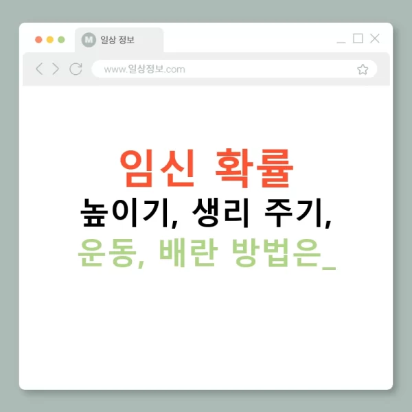 임신 확률 높이기, 생리 주기, 운동, 배란 방법은?