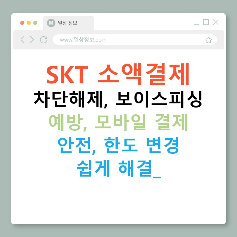 SKT 소액결제 차단해제, 보이스피싱 예방, 모바일 결제 안전, 한도 변경 쉽게 해결!