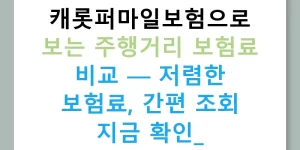 캐롯퍼마일보험으로 보는 주행거리 보험료 비교 — 저렴한 보험료, 간편 조회 지금 확인!