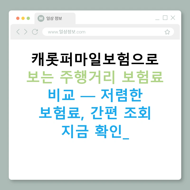 캐롯퍼마일보험으로 보는 주행거리 보험료 비교 — 저렴한 보험료, 간편 조회 지금 확인!